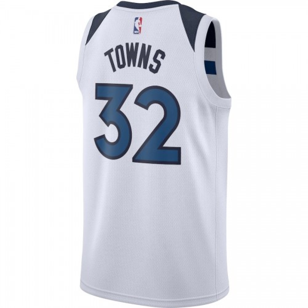 Men's Minnesota Timberwolves Karl-Anthony Towns #32 White Swingman Jersey - Association Edition-Pro Kit Vault | Brand New 26/27 Sports Jerseys